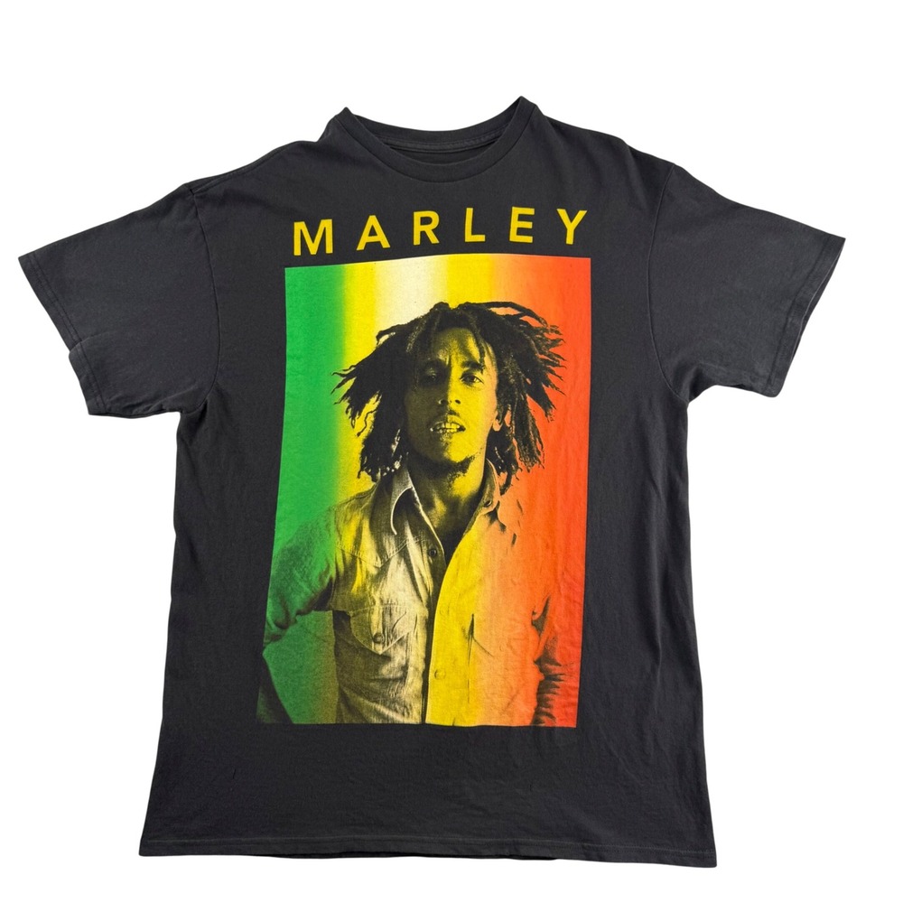 Zion Rootswear Bob Marley Graphic T-Shirt Black Rasta Reggae Mens Medium